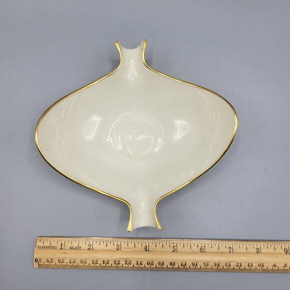 Vintage Lenox Ivory Porcelain Bowl Ash Tray Trinket Dish Gold Trim - Picture 11 of 12